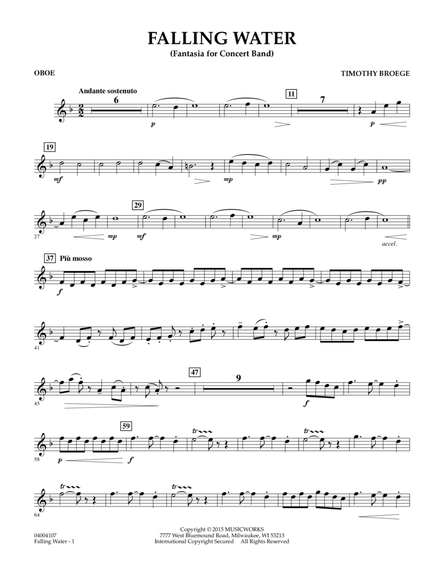 Falling Water - Oboe Oboe scores gallery preview page 1