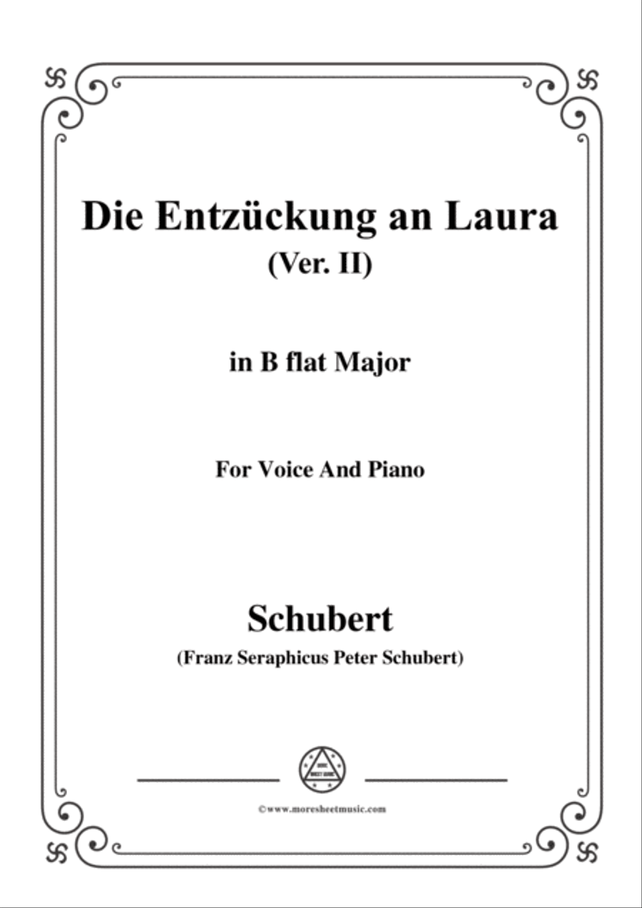 Schubert-Die Entzückung an Laura(Version II),D.577,in B flat Major,for Voice&Piano Voice scores gallery preview page 1