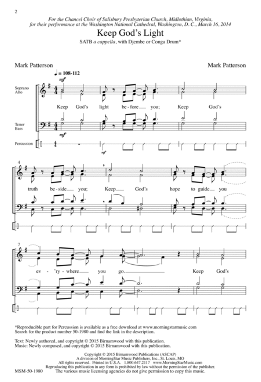 Keep God's Light Keep God's Light 4-Part scores gallery preview page 2