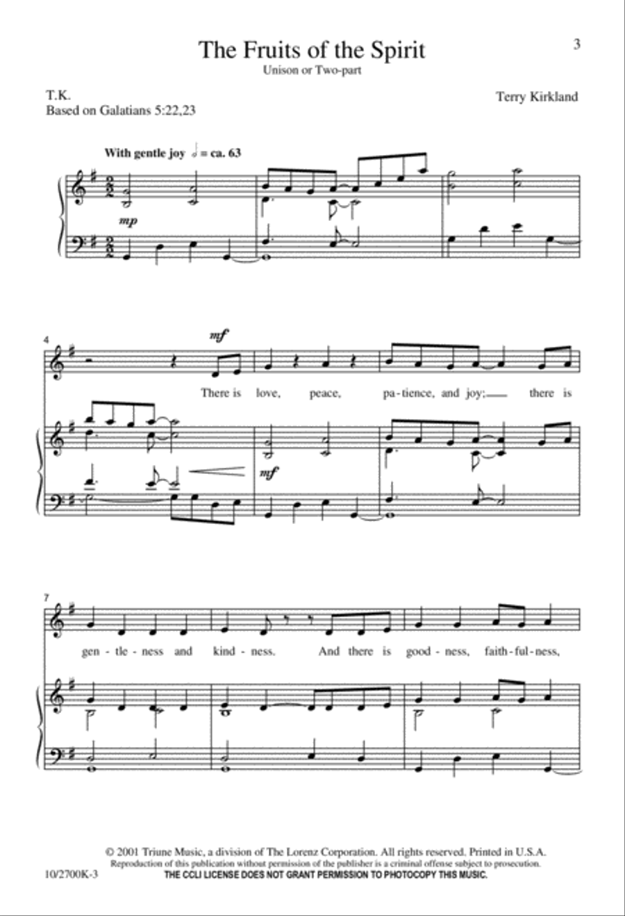 The Fruits of the Spirit Unison Choir scores gallery preview page 4