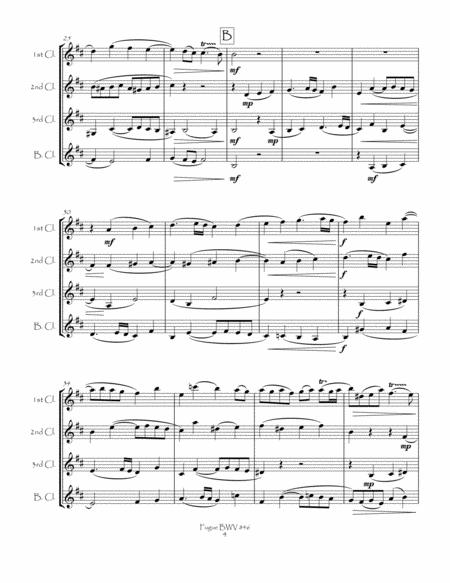 Fugue BWV 846 from the Well-Tempered Clavier, Book 1 for Clarinet Quartet (3 Bb & Bb bass) image number null