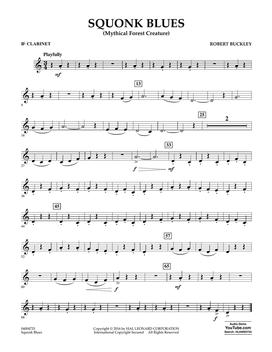 Squonk Blues - Bb Clarinet Concert Band scores gallery preview page 1