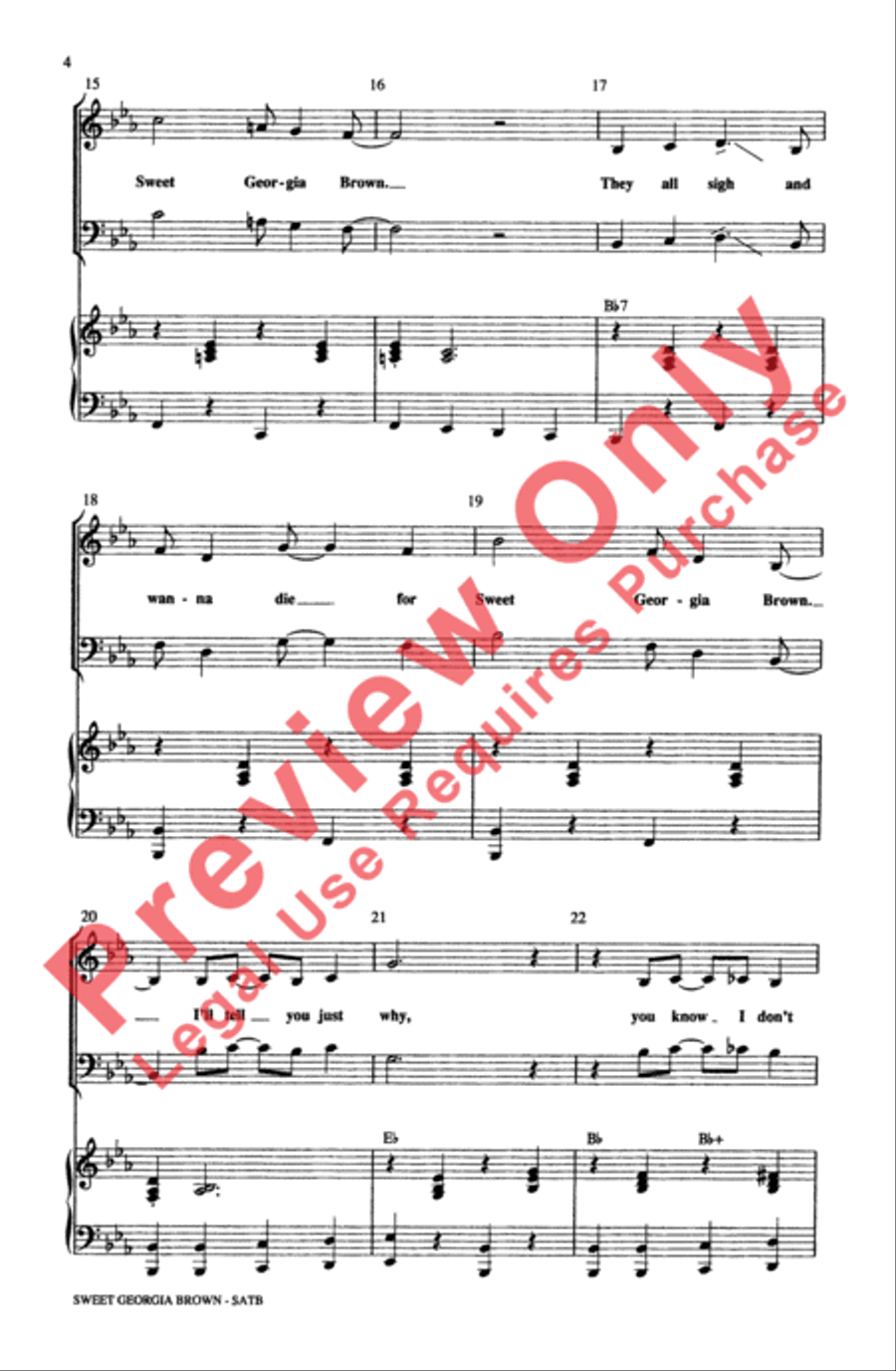Sweet Georgia Brown Sweet Georgia Brown 4-Part scores gallery preview page 4