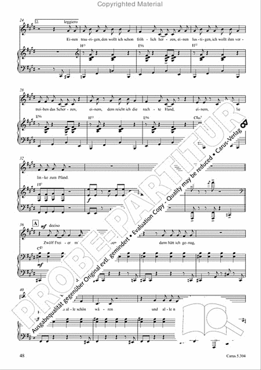 Schindler: Rosenzeit. Ein Liederzyklus uber die Liebe. Chansons fur Singstimme und Klavier Piano scores gallery preview page 49