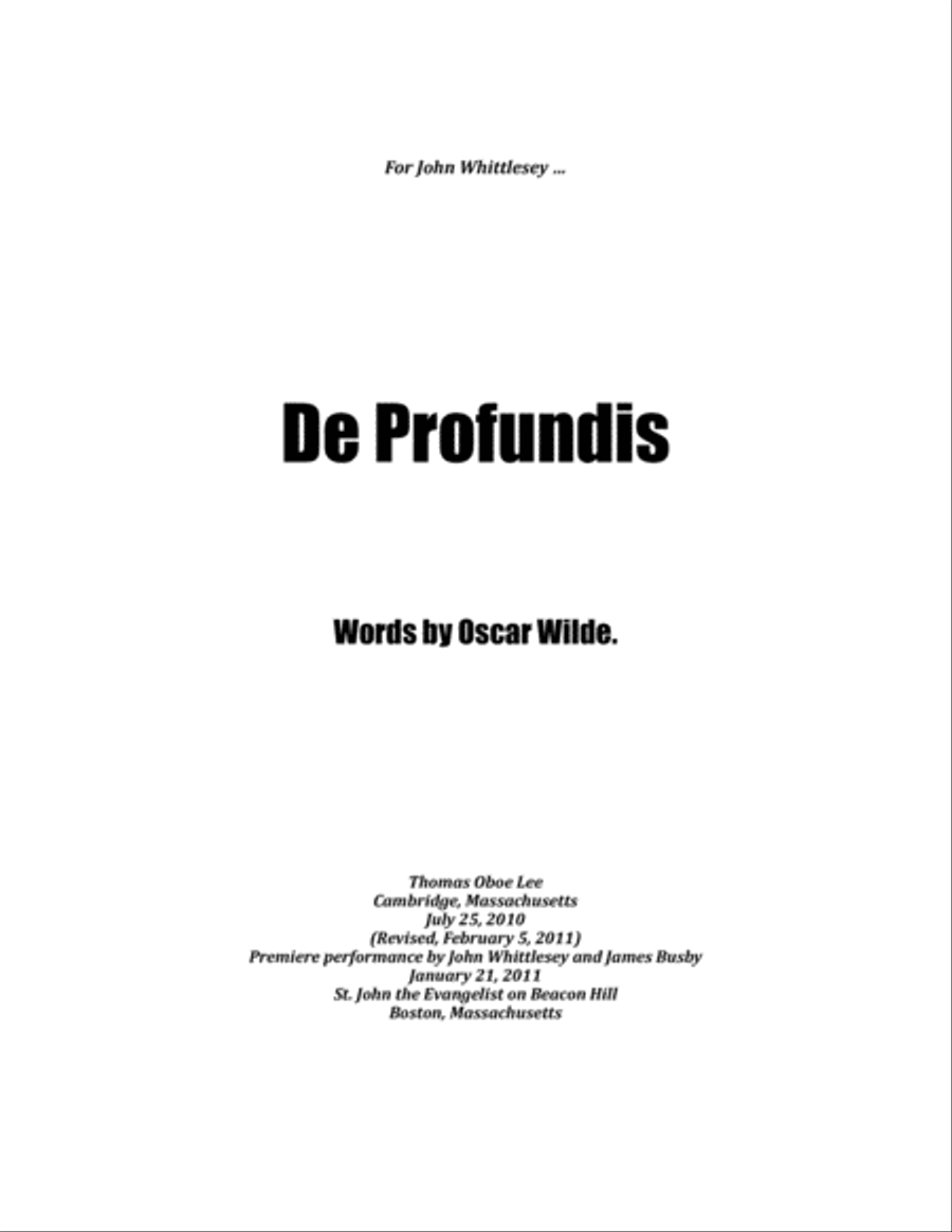De Profundis (2010) for baritone and piano Voice Solo scores gallery preview page 1