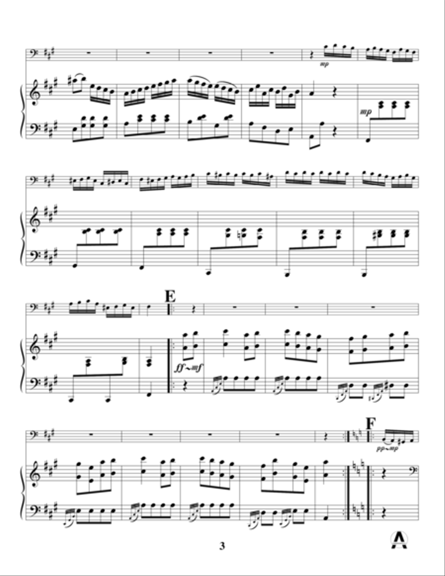 Piano Sonata in A (Third Movement --a.k.a. Turkish March) for tuba & piano Baritone Horn scores gallery preview page 5
