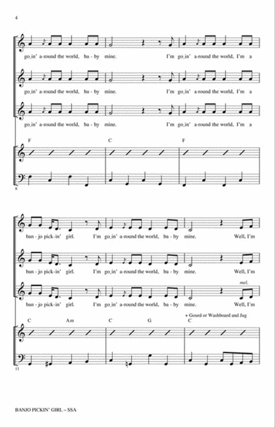 Banjo Pickin' Girl SSA scores gallery preview page 3