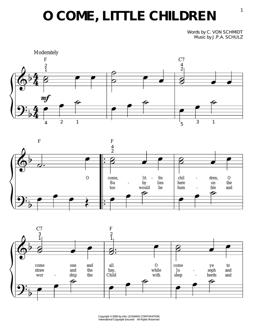O Come, Little Children O Come, Little Children Easy Piano scores gallery preview page 1