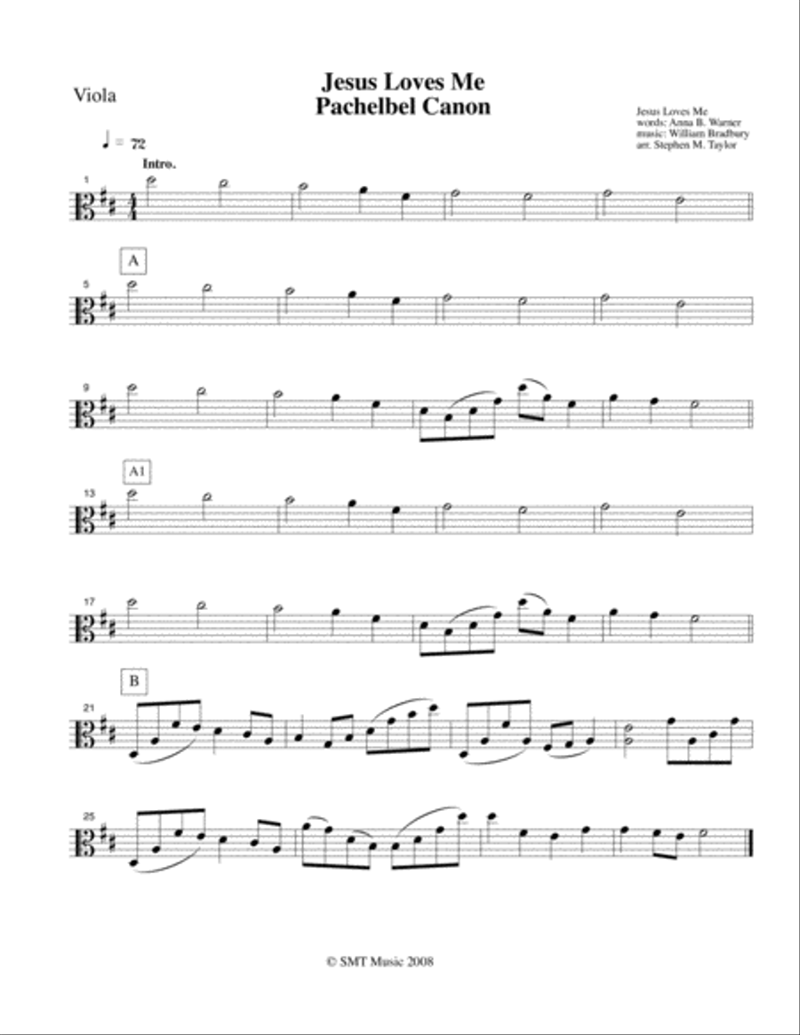 Jesus Loves Me Pachelbel Canon for string quartet String Quartet scores gallery preview page 2
