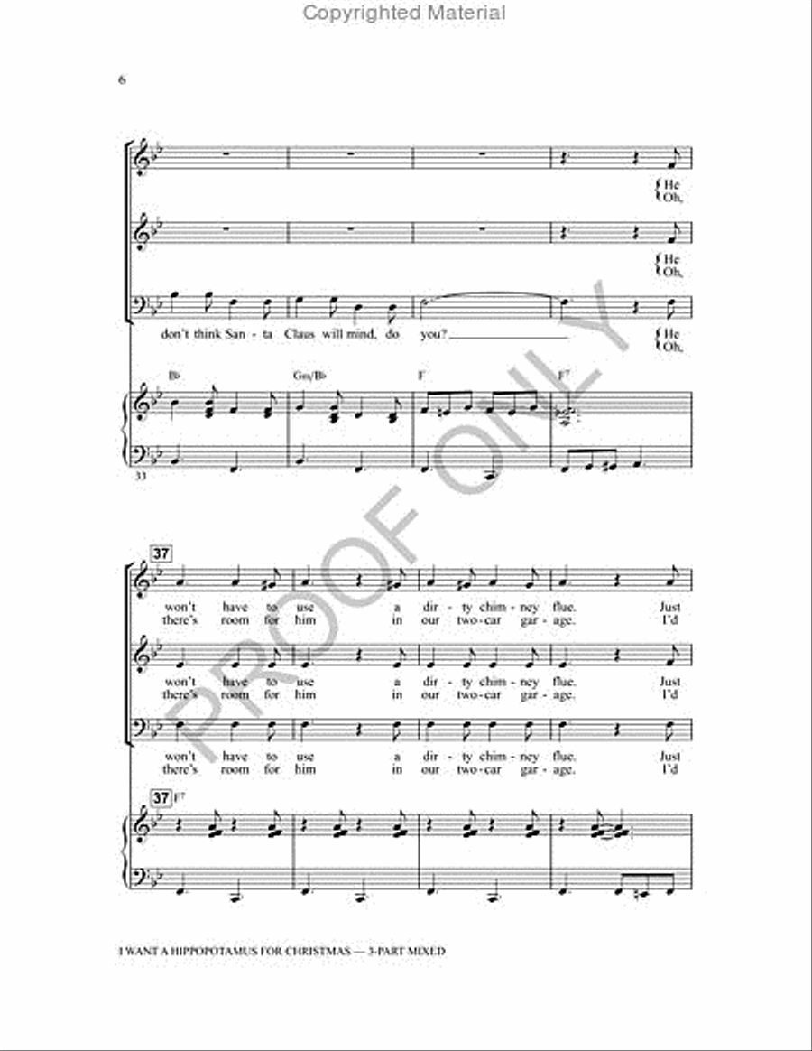 I Want a Hippopotamus for Christmas 3-Part scores gallery preview page 6