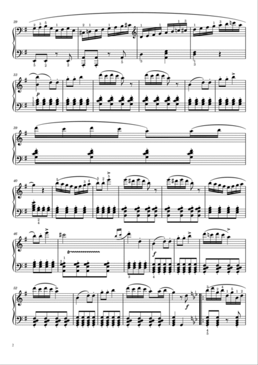 Rondo a Capriccio Op.129 in G Major, “Rage Over a Lost Penny”,Beethoven For Piano Solo With Finger Piano Solo scores gallery preview page 2