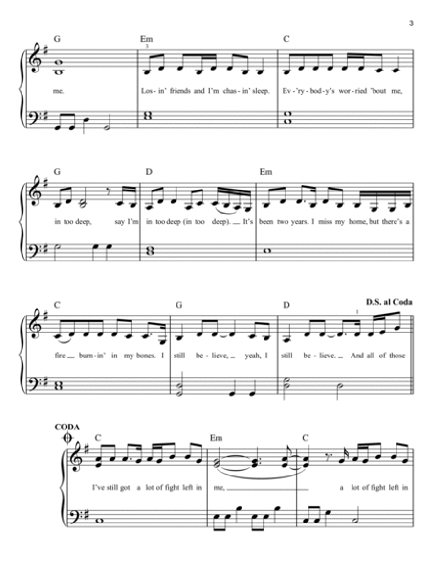 Fight Song Easy Piano scores gallery preview page 3