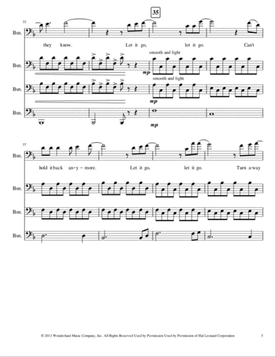 Let It Go (from Frozen) Woodwind Quartet scores gallery preview page 5