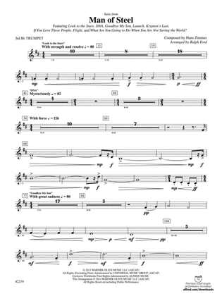 Book cover for Man of Steel, Suite from: 3rd B-flat Trumpet