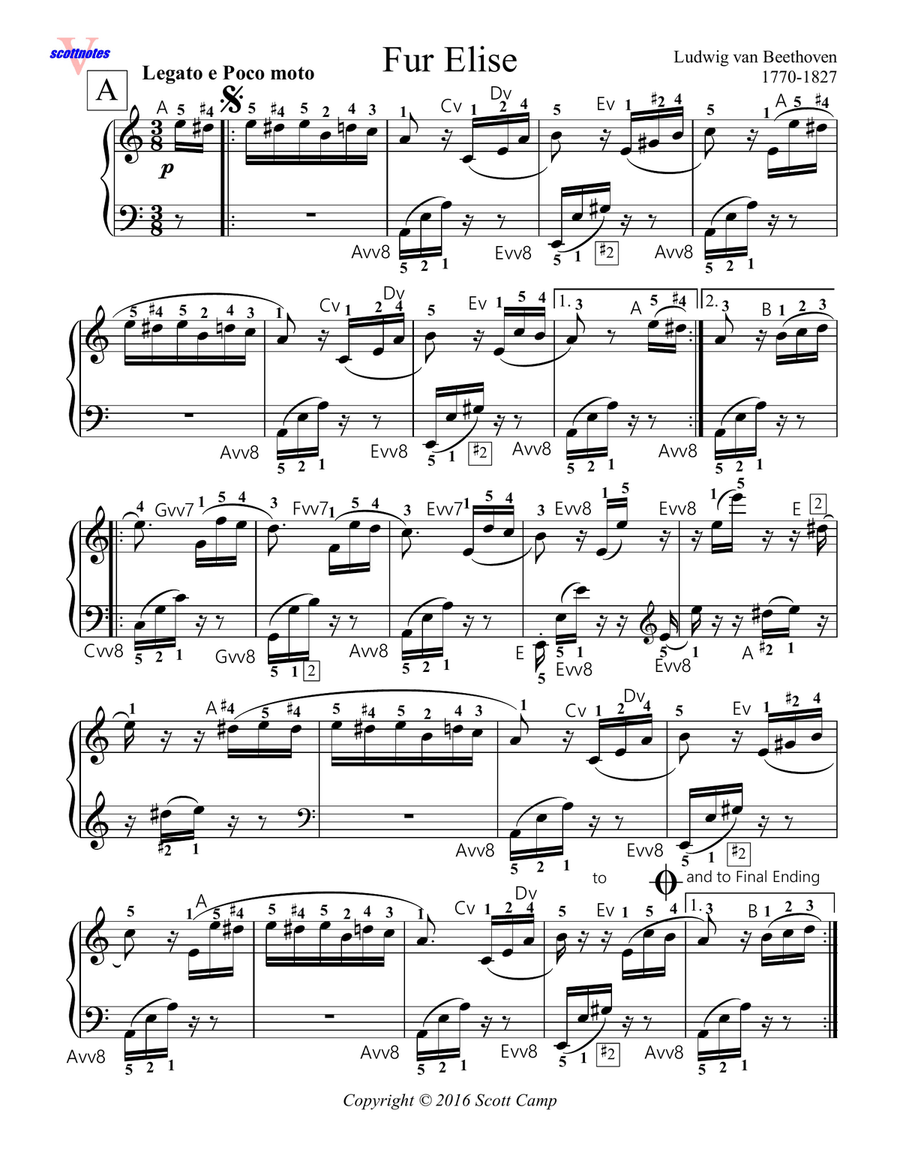 Fur Elise (Complete) Piano Method scores gallery preview page 1