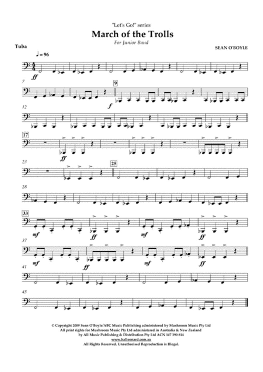 March of the Trolls - Tuba Concert Band scores gallery preview page 1