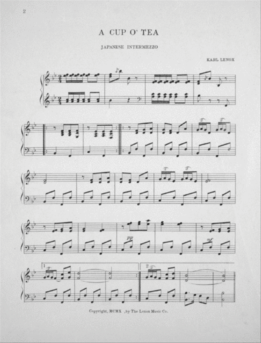 A Cup O' Tea. Japanese Intermezzo Piano Solo scores gallery preview page 2