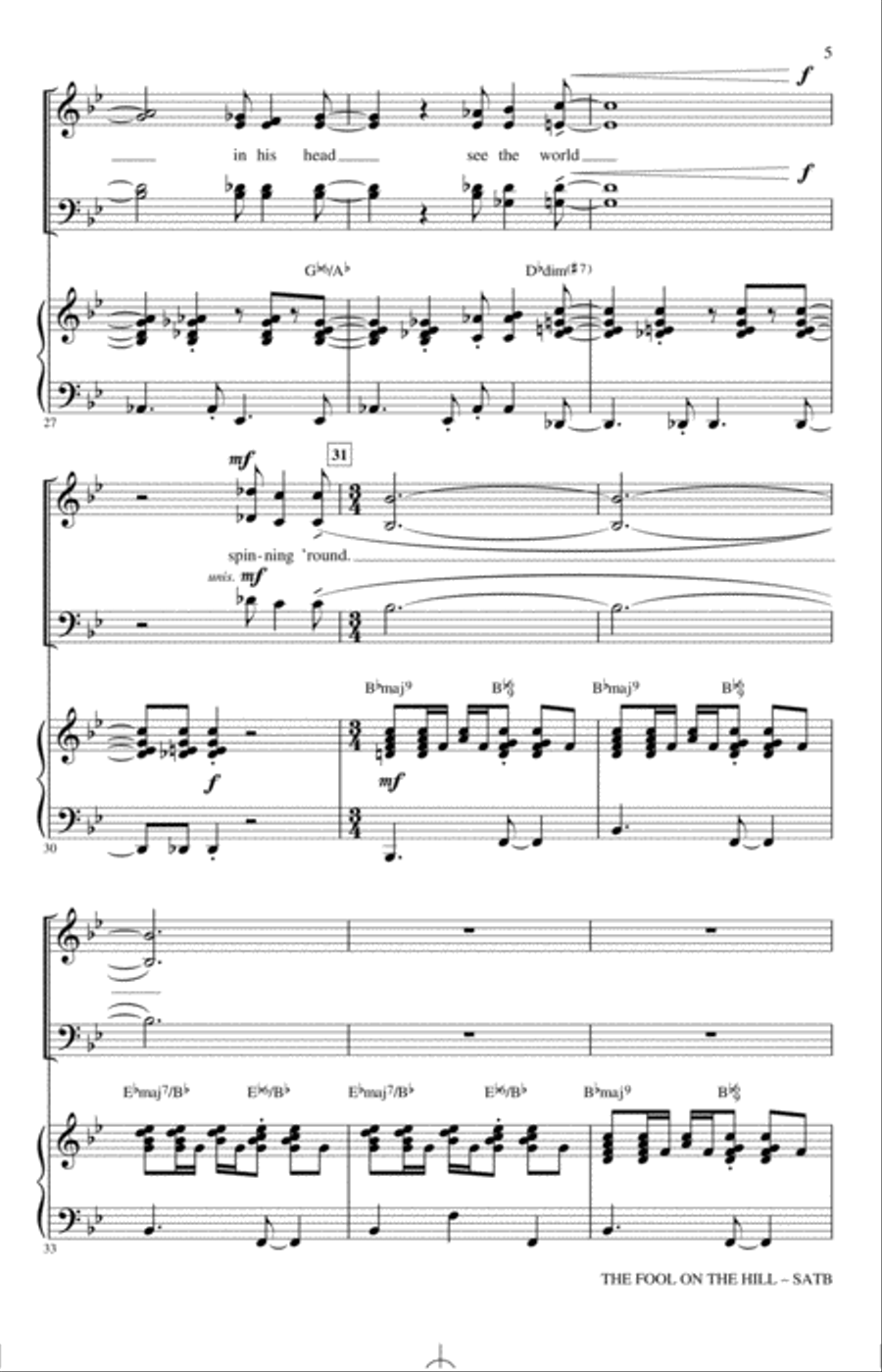 The Fool On The Hill (arr. Kirby Shaw) 4-Part scores gallery preview page 4