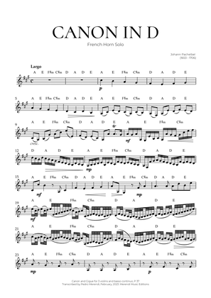 Book cover for Canon in D (French Horn Solo) - Johann Pachelbel