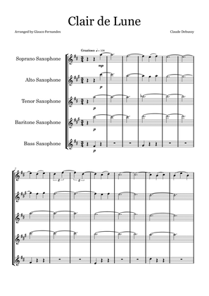 Clair de Lune by Debussy - Saxophone Quintet