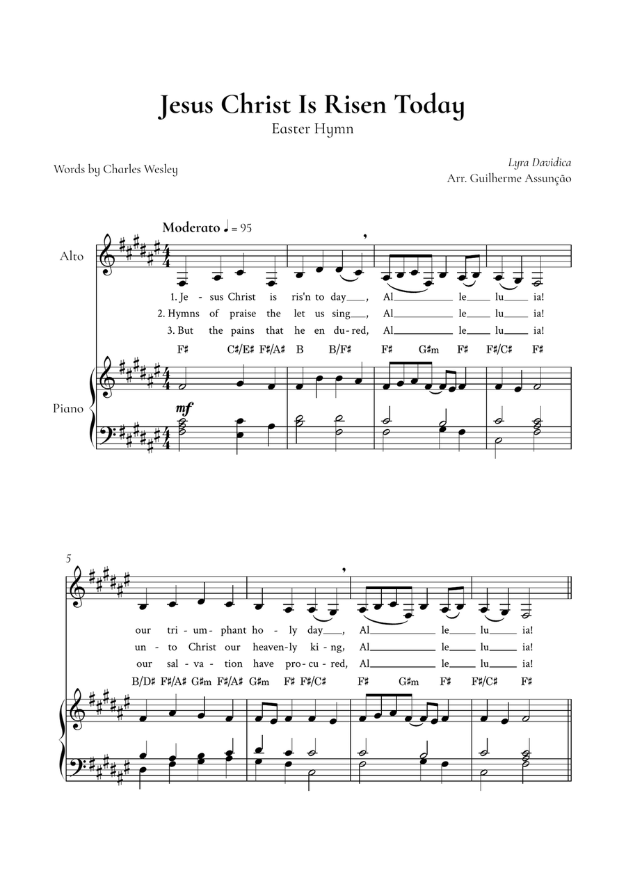 Jesus Christ is Risen Today (Alto, Piano) - in F# Major