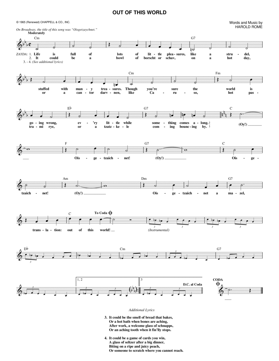 Out Of This World Out Of This World Voice scores gallery preview page 1