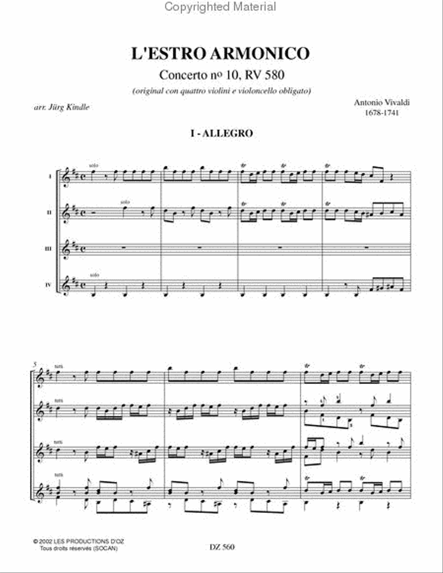 L'Estro Armonico, Concerto no 10, RV 580 Guitar Ensemble scores gallery preview page 2