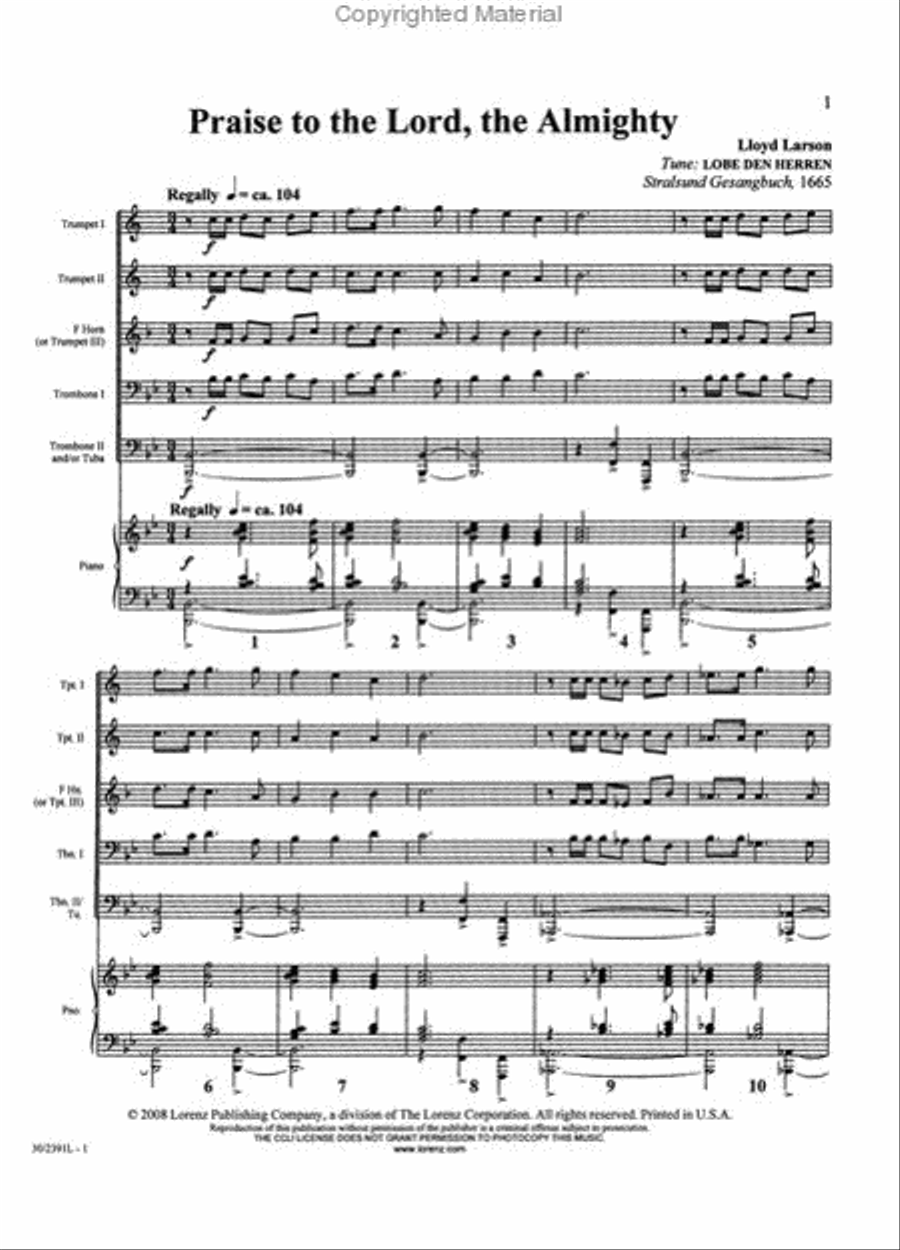 Praise to the Lord, the Almighty Brass Ensemble scores gallery preview page 2
