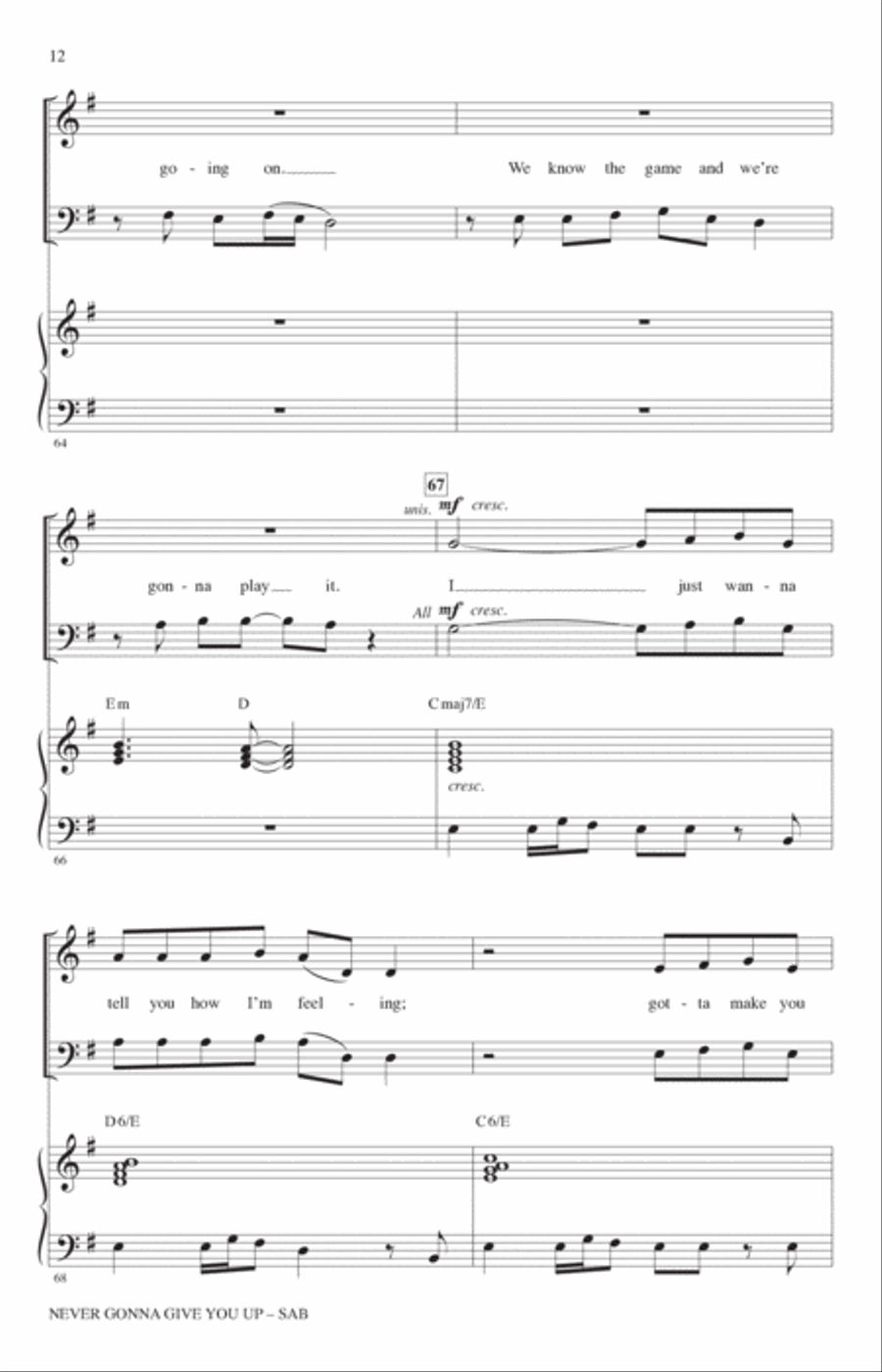 Never Gonna Give You Up (arr. Roger Emerson) 3-Part scores gallery preview page 11