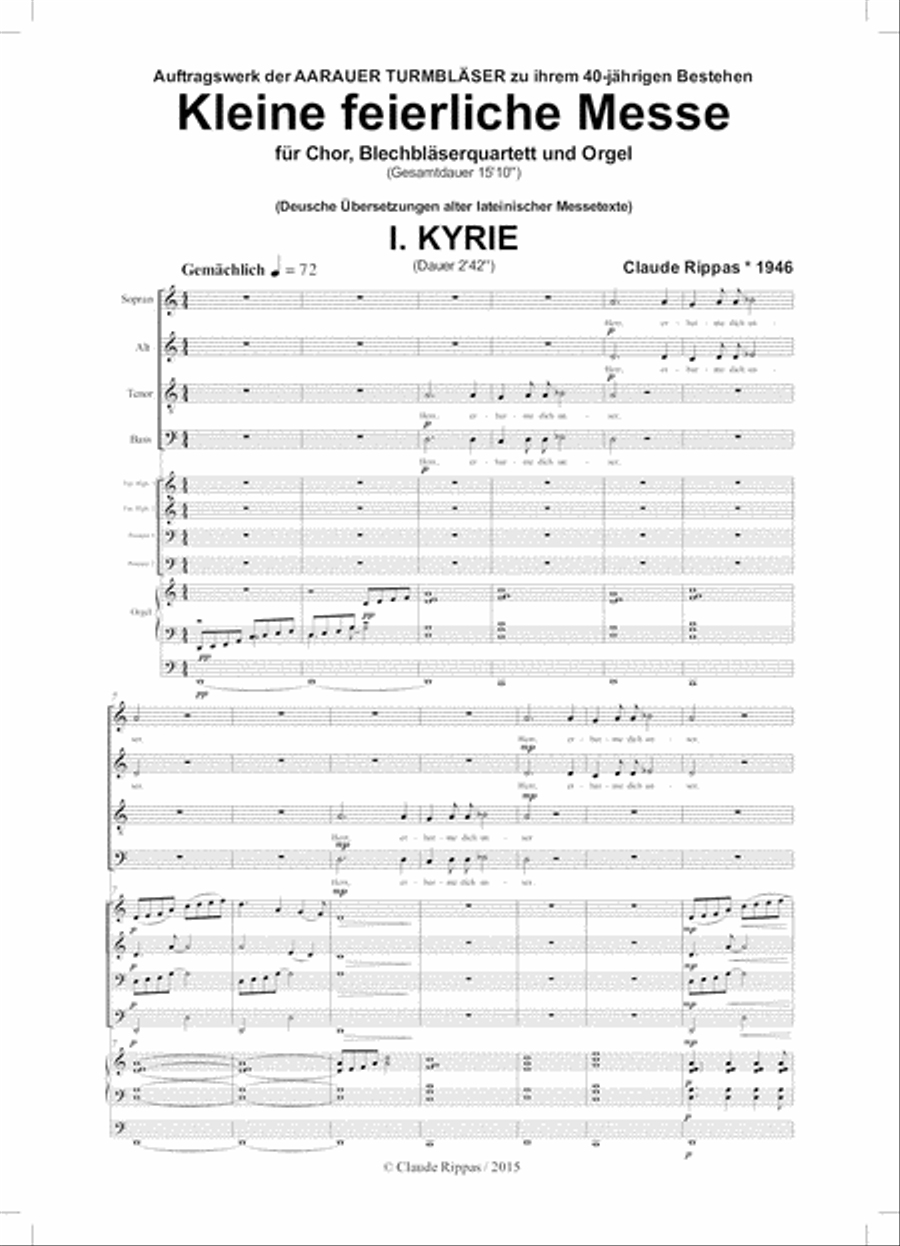 Small solemn mass for choir brass quartet and organ 4-Part scores gallery preview page 4