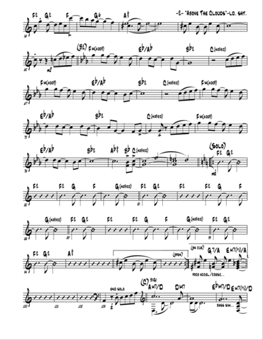 Above The Clouds (Lead Sheet) Guitar Ensemble scores gallery preview page 2