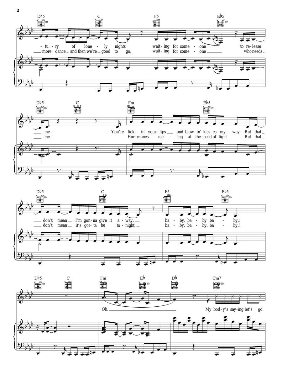 Genie In A Bottle Piano, Vocal, Guitar scores gallery preview page 2