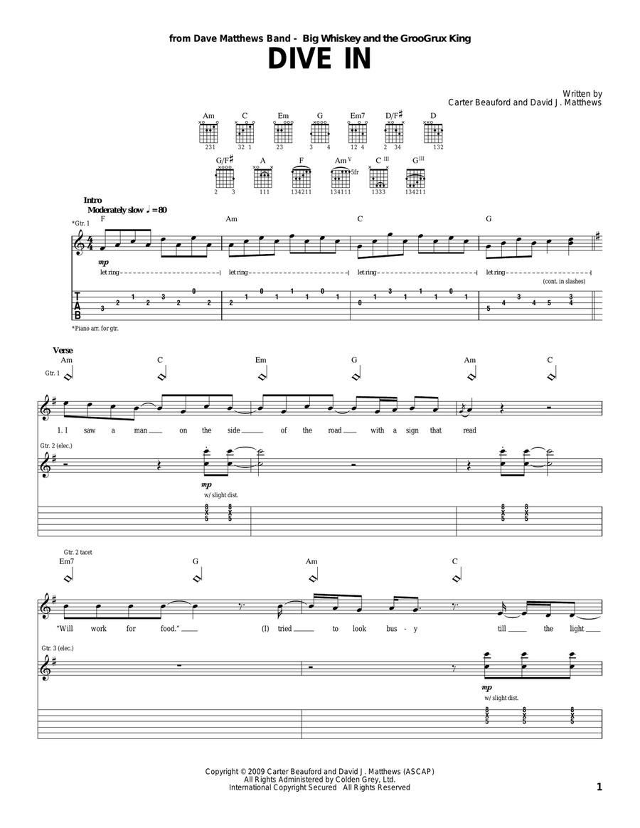 Dive In Dive In Acoustic Guitar scores gallery preview page 1