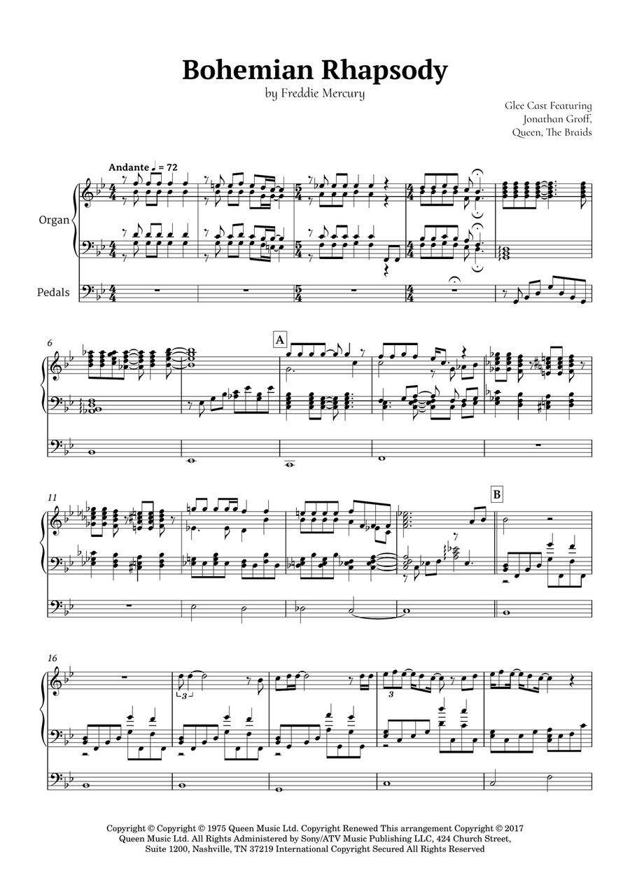 Bohemian Rhapsody Organ Solo scores gallery preview page 2