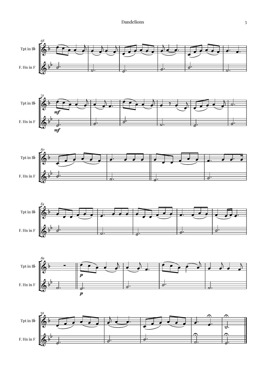 Dandelions Brass Duet scores gallery preview page 3