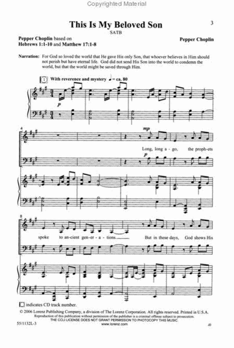 Come, Touch the Robe - SATB Score with CD