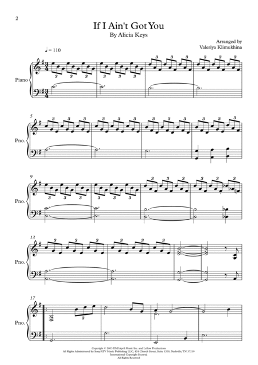 If I Ain't Got You Piano Solo scores gallery preview page 2