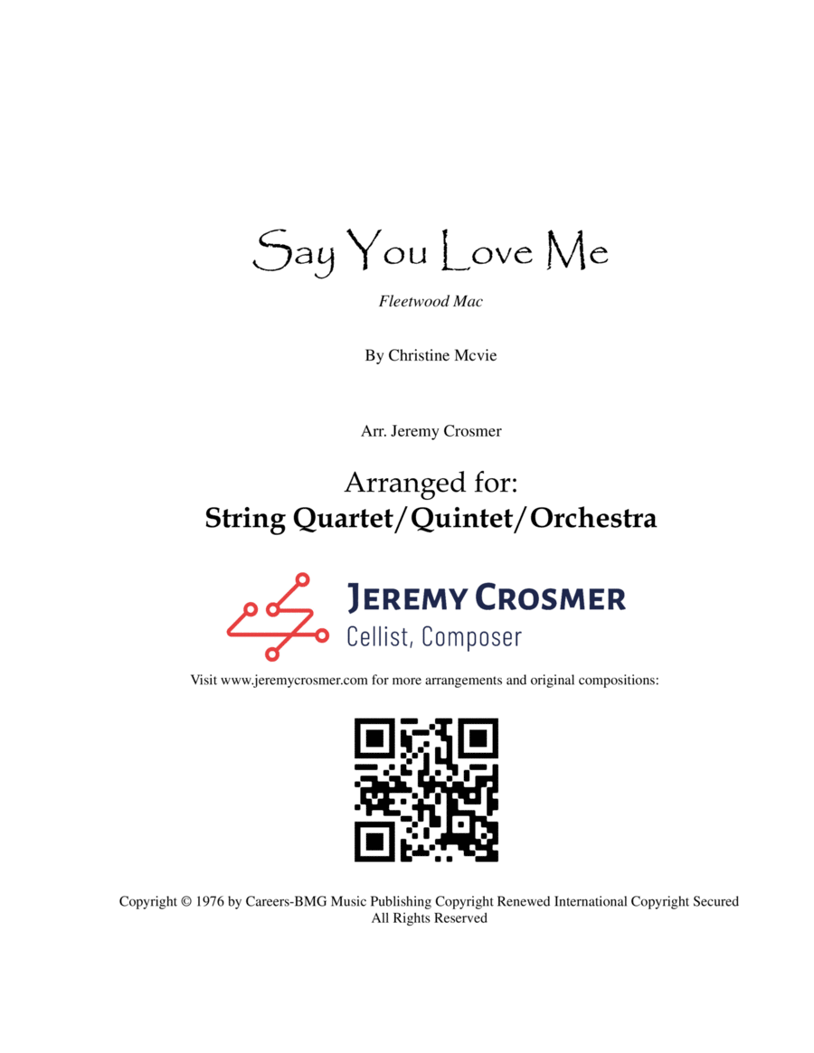 Say You Love Me String Quartet scores gallery preview page 1