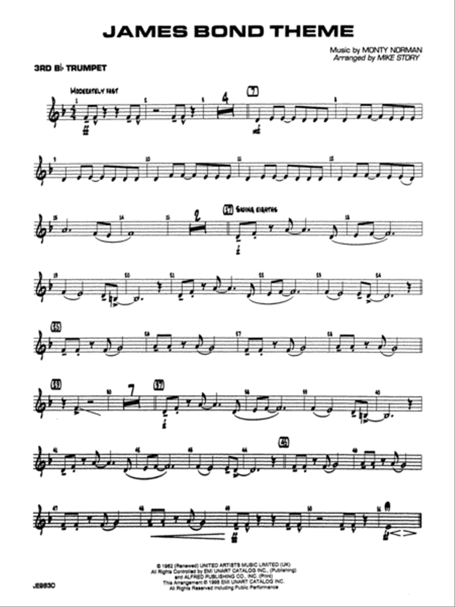 James Bond Theme: 3rd B-flat Trumpet Jazz Ensemble scores gallery preview page 1