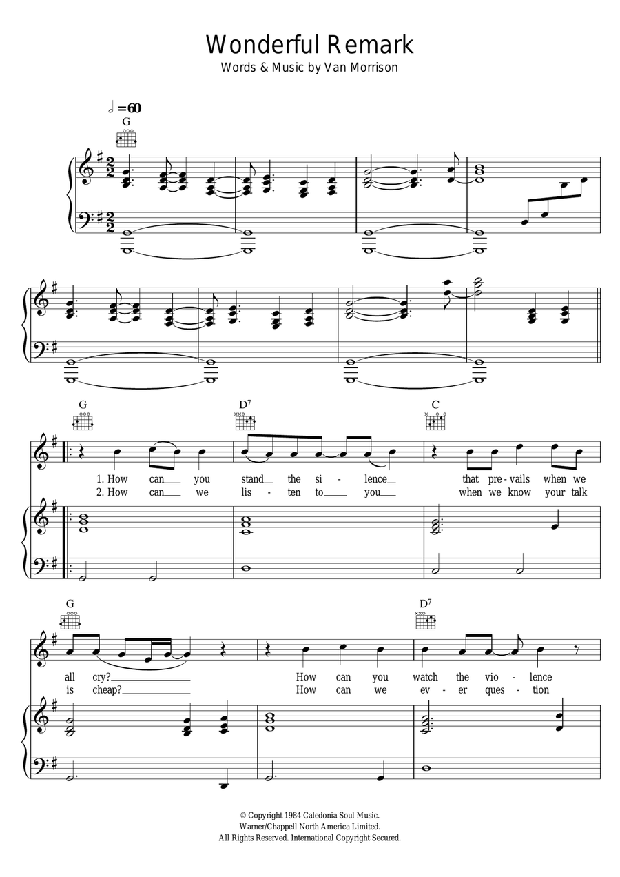 Wonderful Remark Piano, Vocal scores gallery preview page 1