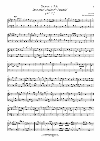 Vivaldi / Pisendel - Sonata for violin and continuo RV 25