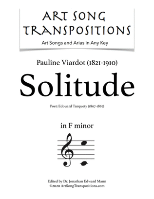 Book cover for VIARDOT: Solitude (transposed to F minor)