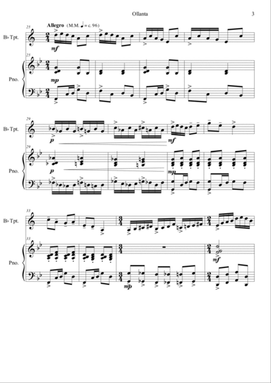 Ollantay y Rumi Nahui Op. 11 (fantasy for piccolo trumpet and piano) Piccolo Trumpet scores gallery preview page 3