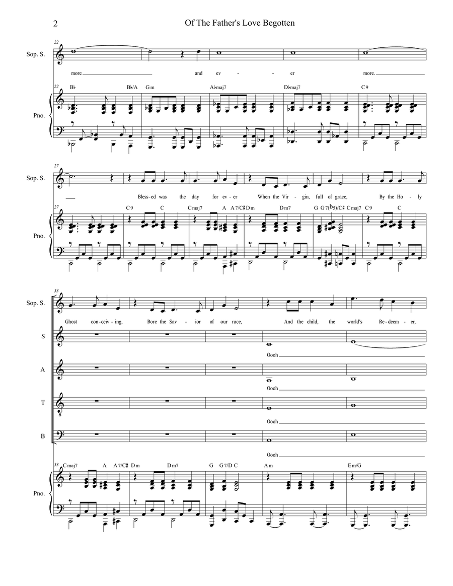 Of The Father's Love Begotten (Choir/Vocal Score) 4-Part scores gallery preview page 3