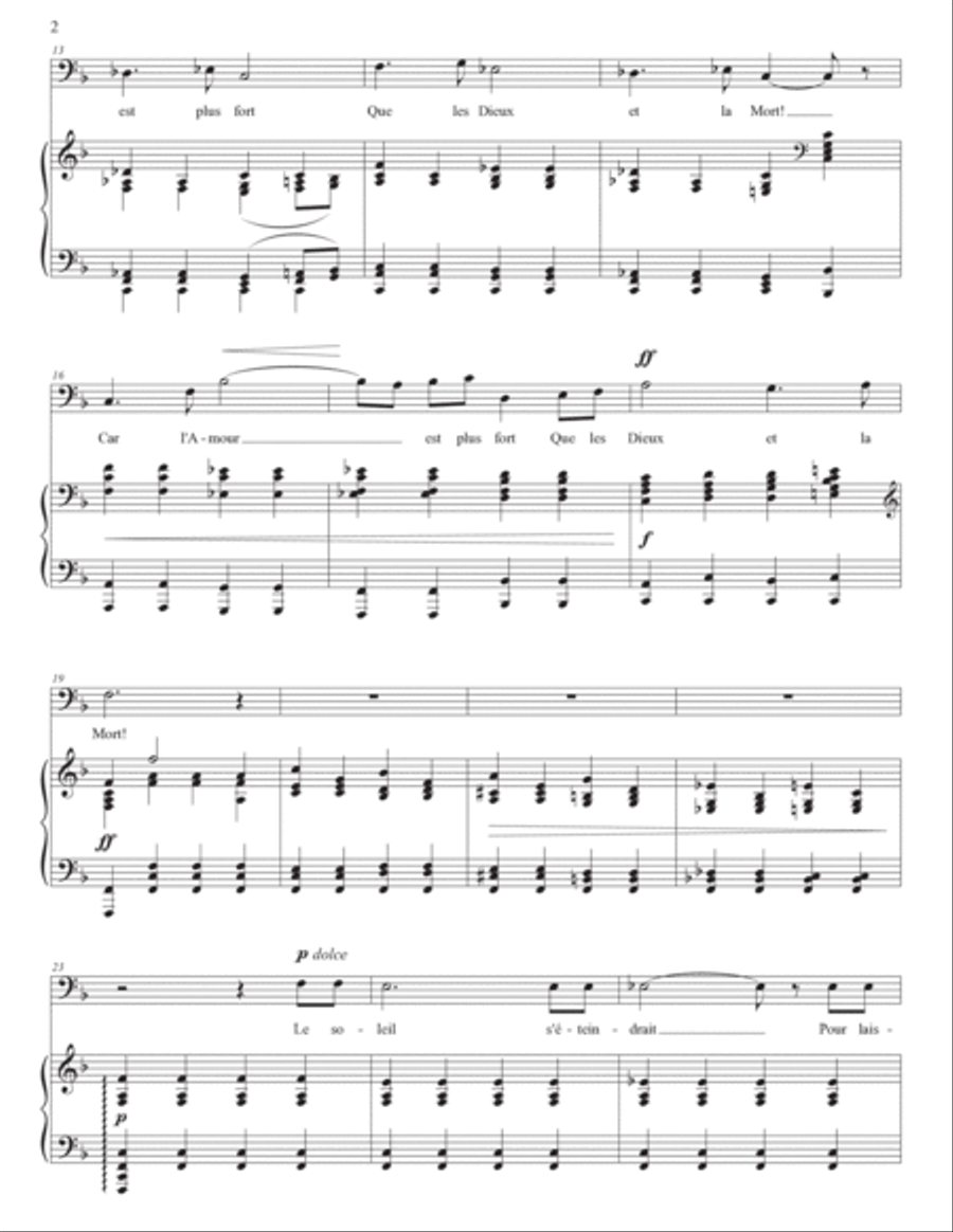 SAINT-SAËNS: Aimons-nous (transposed to F major, bass clef) Voice scores gallery preview page 3