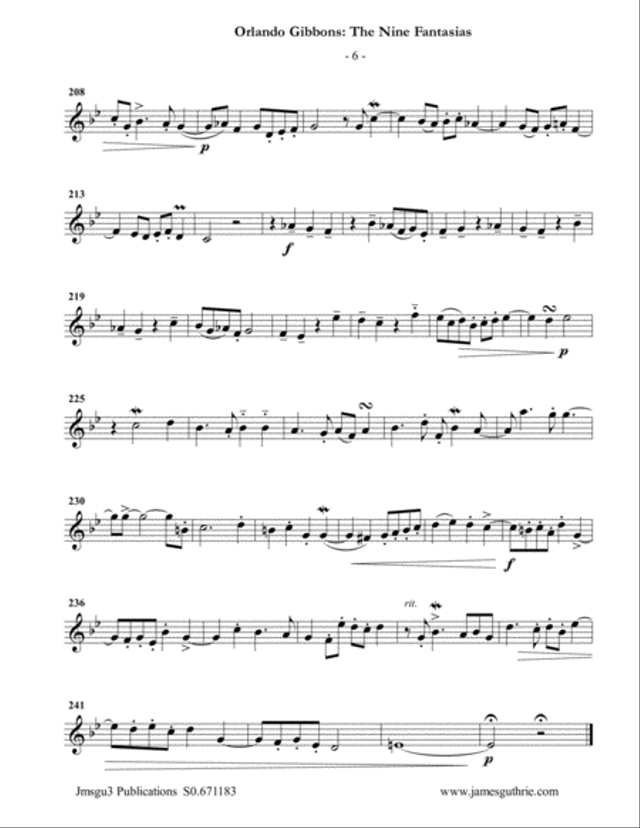 Gibbons: The Nine Fantasias for Flute Trio Flute Trio scores gallery preview page 6