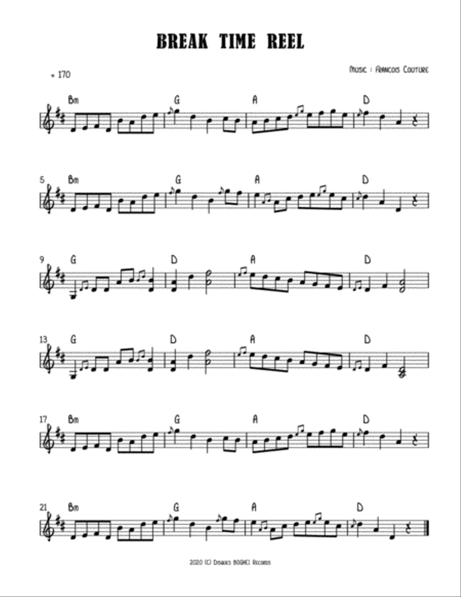 BREAK TIME REEL Piano scores gallery preview page 1
