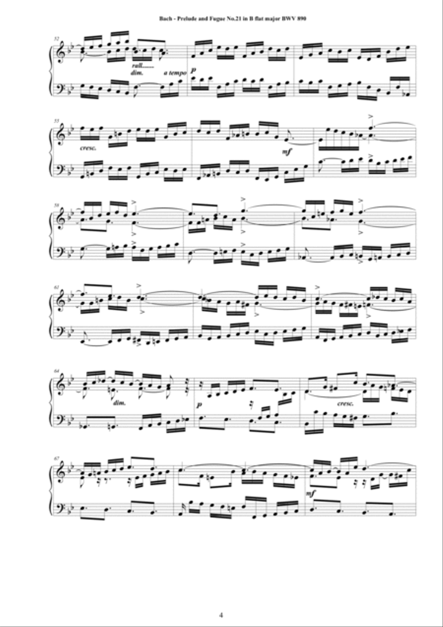 Bach - Prelude and Fugue No.21 in B flat major BWV 890 for Piano Piano Solo scores gallery preview page 4