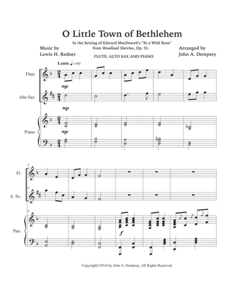 O Little Town of Bethlehem (Trio for Flute, Alto Sax and Piano) image number null