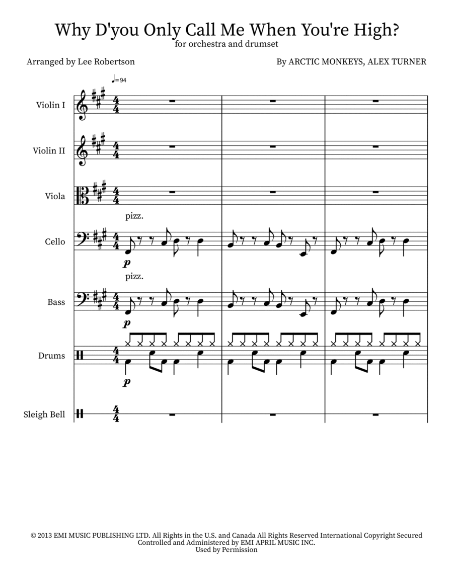 Why D'you Only Call Me When You're High? Small Ensemble scores gallery preview page 1